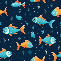Cartoon character of fish, pattern for seamless 
