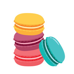Cute Macarons Cookies Sweet Food in Flat Animated Cartoon Vector Illustration