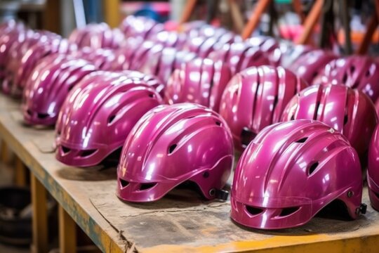 photo of bike helmets before they are painted
