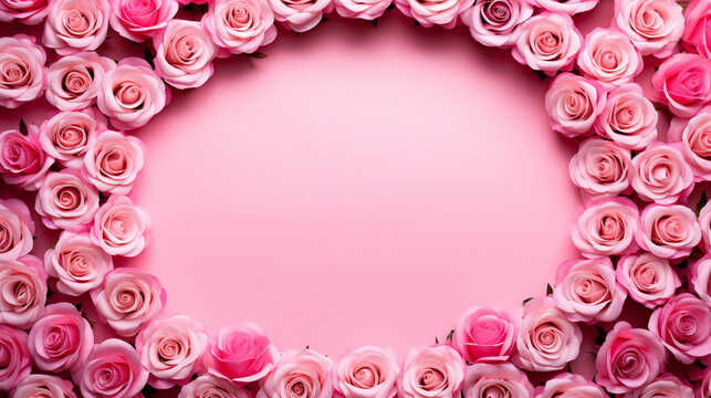 pink rose frame HD 8K wallpaper Stock Photographic Image 