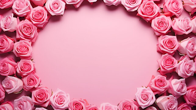 pink rose frame HD 8K wallpaper Stock Photographic Image 
