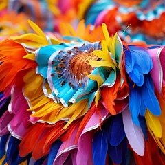 Papier Peint photo autocollant Carnaval illustration of Abstract view of samba dancers in colorful frilled, Generative ai