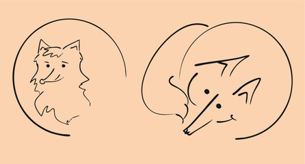 A fox with a tail. Logo. Vector drawing, eps
