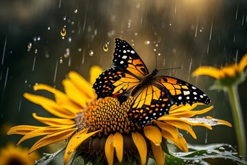 Butterfly on sunflower 