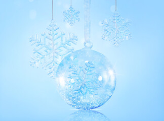 Christmas composition decor on a blue background