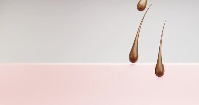 3d animation of hair removal, hair loss. The hair falls out in turn, the concept of hair loss, wax laser hair removal, skin care, hair transplant.