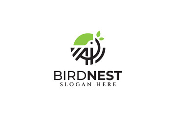 bird nest with letter AP shape modern logo design template