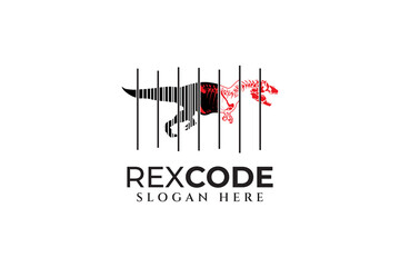t-rex x-ray scan code modern logo design template