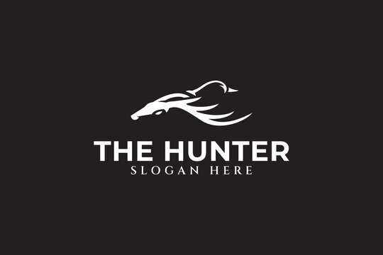 duck with deer head hunter symbol modern logo design template