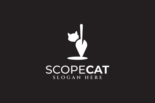 cat with scope shape ,modern logo design template