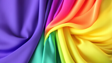 Sensational Rainbow Satin with Soft Folds, Silk Satin with Soft Folds, Silk Fabric Background, Silk Fabric Soft Folds, Luxury Background, 8K UHD