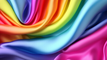 Sensational Rainbow Satin with Soft Folds, Silk Satin with Soft Folds, Silk Fabric Background, Silk Fabric Soft Folds, Luxury Background, 8K UHD