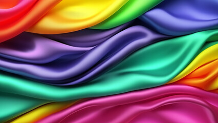 Sensational Rainbow Satin with Soft Folds, Silk Satin with Soft Folds, Silk Fabric Background, Silk Fabric Soft Folds, Luxury Background, 8K UHD