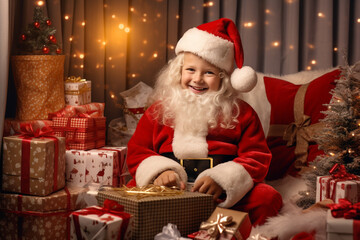 Fototapeta na wymiar Child Santa smiling.