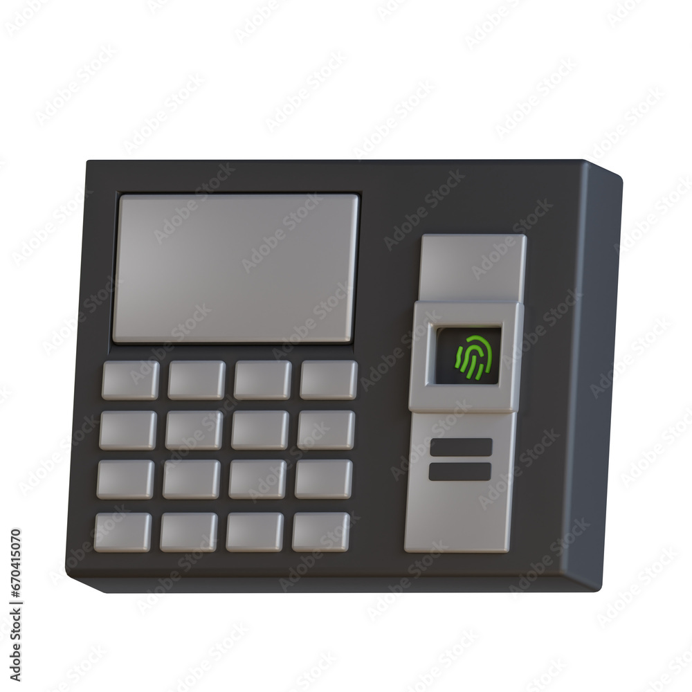 Poster 3d model of finger print device. finger print device design in 3d. 3d illustration, 3d element, 3d r
