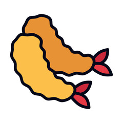 Fried shrimp line icon