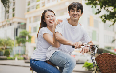 Fototapeta premium Photo of young Asian couple outdoor