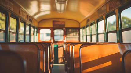 Vintage filter on the inside of an antique school bus.