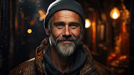 Portrait of a smiling man. Man face portrait illustration. Generative AI