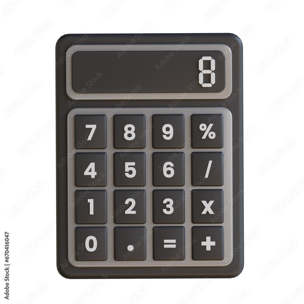 Poster 3d model of calculator. calculator design in 3d. intriguing 3d model of calculator. 3d illustration,