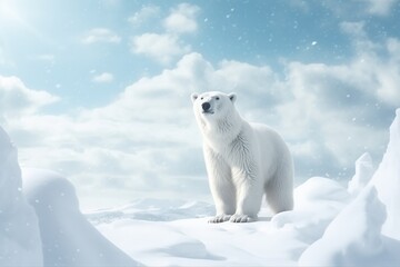 Majestic Polar Bear Captured In Snowy Environment