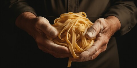 Old Italian Hands Create Traditional Pasta - obrazy, fototapety, plakaty