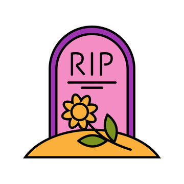 Tombstone Colored Outline Style in Design Icon