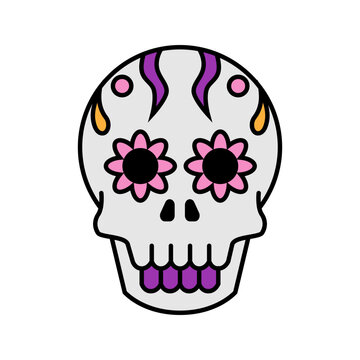 Dia De Muertos Colored Outline Style in Design Icon