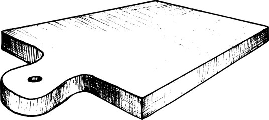hand drawn vector illustration of a kitchen cutting board. Black and white sketch