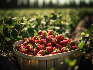 Strawberries being harvested at farm