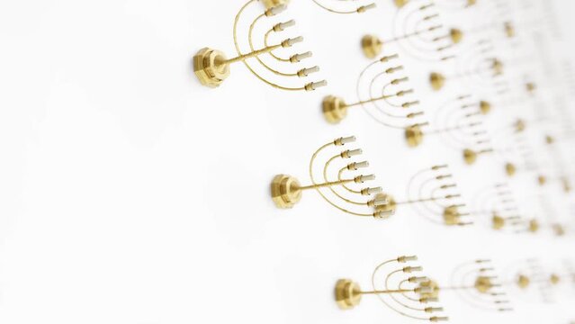 Golden Menorahs on a Vibrant white Background vertical