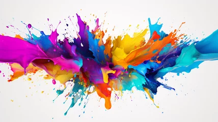 Poster colorful paint splash isolated on white background © sema_srinouljan