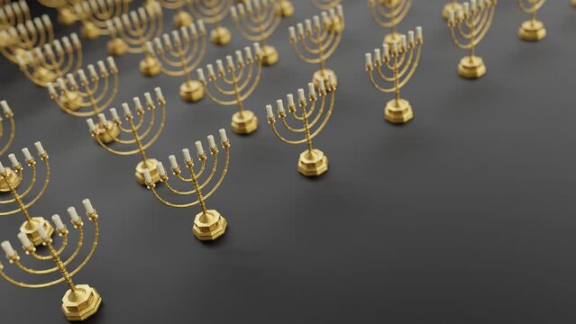 Golden Menorahs on a Vibrant black Background
