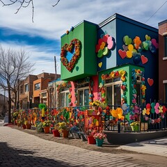 illustration of Colourful St. Patricks Day decorations. Calgary, Generative ai