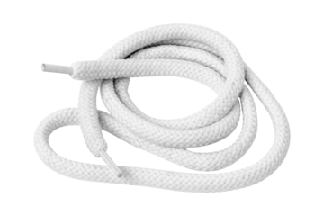 White twisted shoe string. Isolate on a white background.