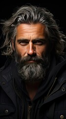 Obraz premium Portrait of handsome man. Man face portrait illustration. Generative AI