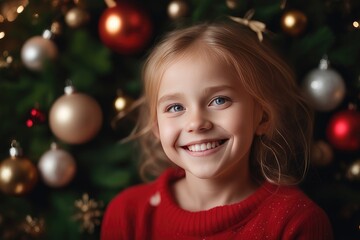 girl with christmas tree