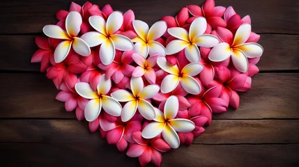 Foto auf Glas Heart made of frangipani plumeria © Anaya