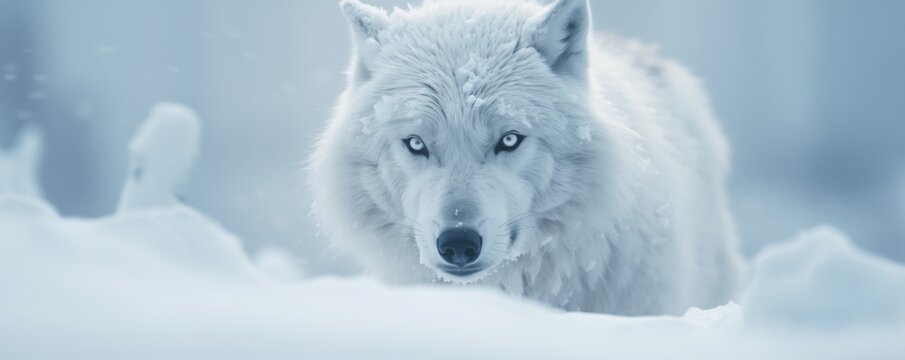 Striking Image Of White Wolf In The Snow