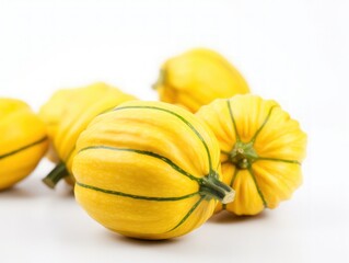 Yellow squash is isolated on white background. Fresh yellow zucchini on a white background