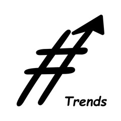Trends popular topics hashtag arrow icon vector illustration design isolated