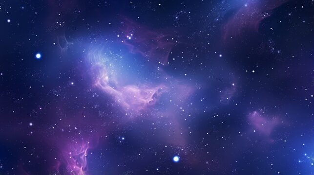 Extreme close-up of abstract blurred space nebula, cosmic blue and starry violet hues, in the style of gradient blurred