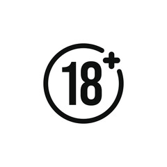 18 plus icon isolated on white background