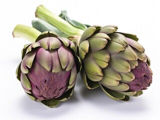 Obraz premium Green artichoke on white background