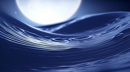 Extreme close-up of abstract blurred moonlit waves, midnight blue and silver moonlight hues, in the style of gradient blurred