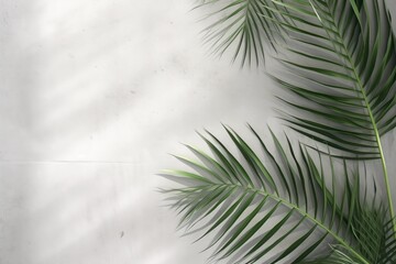 Obraz premium Tropical Palm Leaves Cast Shadows On Concrete Background