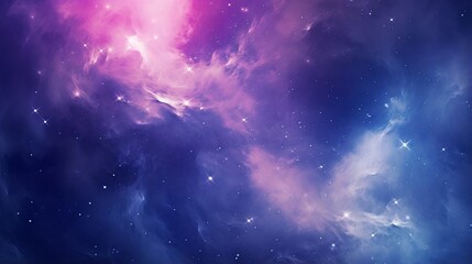 31. Extreme close-up of abstract blurred space nebula, cosmic blue and starry violet hues, in the...