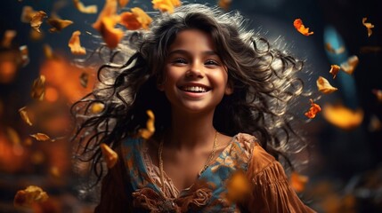 Portrait of beautiful indian girl with ai generation