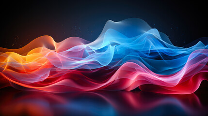 Glowing Smoky Waves Abstract Background - obrazy, fototapety, plakaty