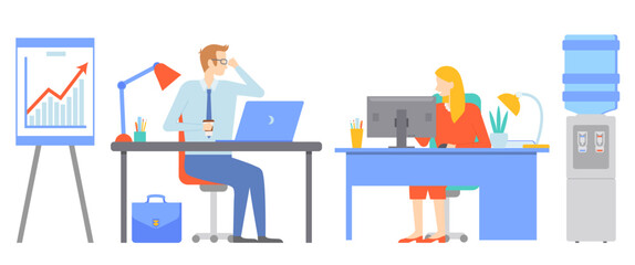 Office people worker. Vector illustration. The office is place where people come together to work Workers in office collaborate with their coworkers to achieve common goals An employees role as office